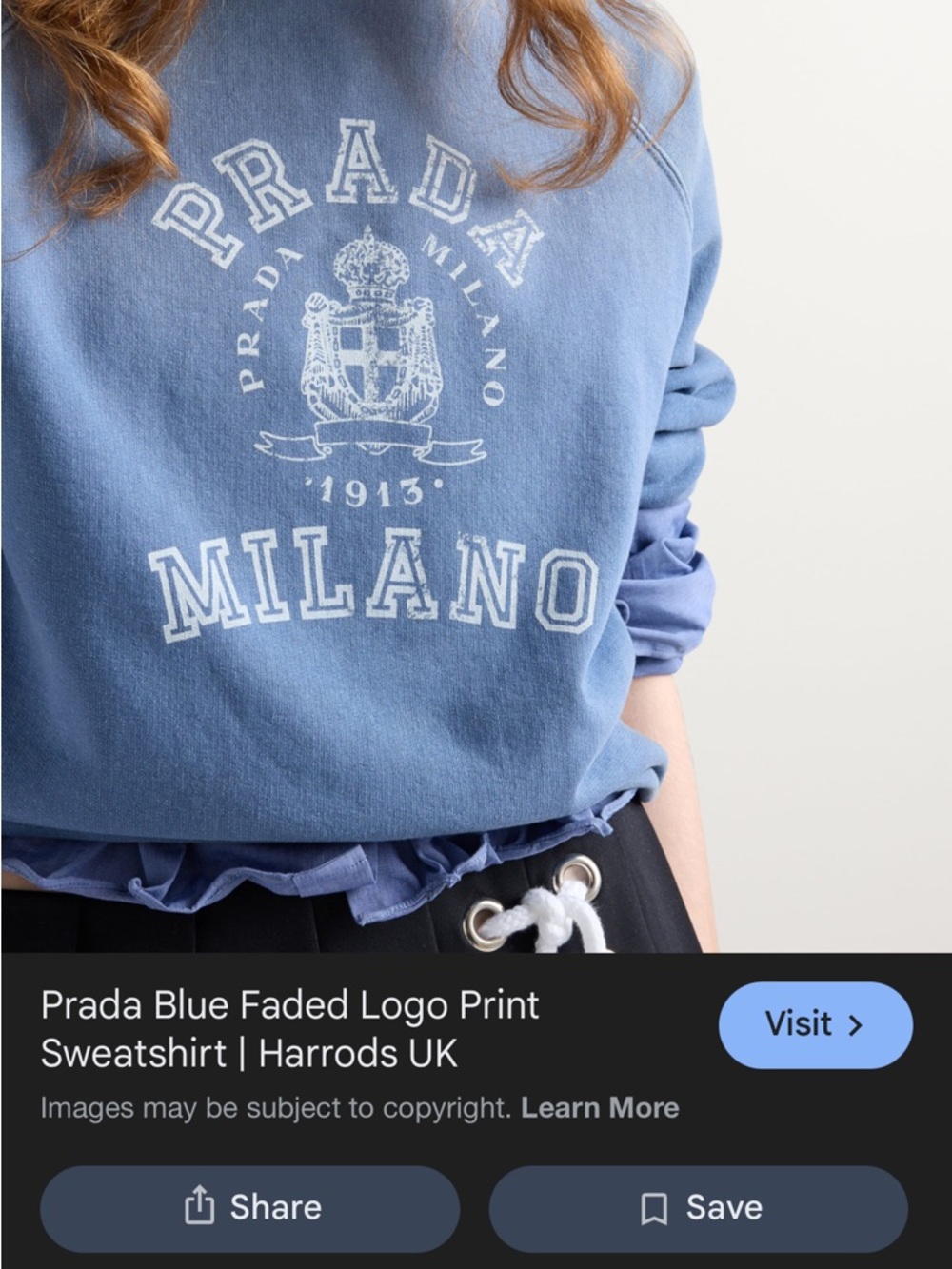 Prada Blue Crewneck Sweatshirt NWT